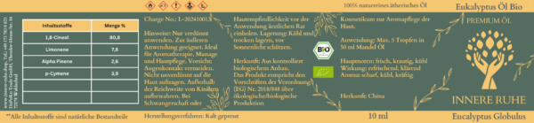 Eukalyptus Öl Bio Innere Ruhe Label