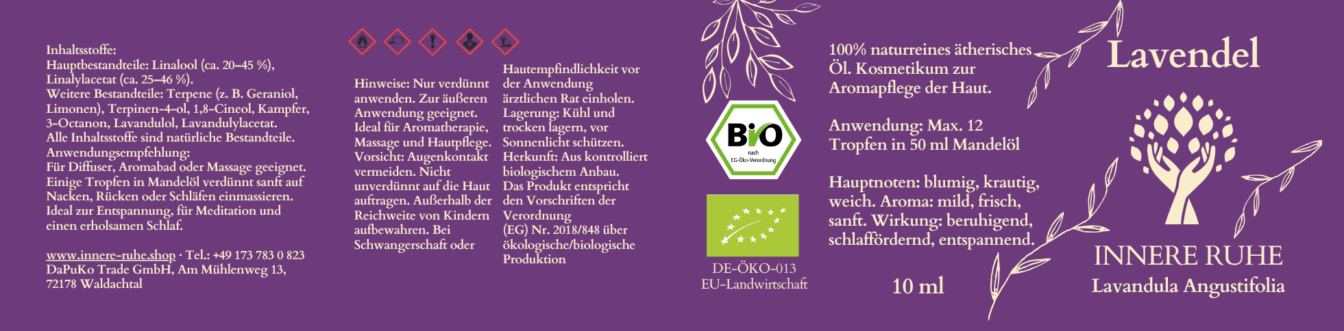 Lavendelöl Bio Etikett
