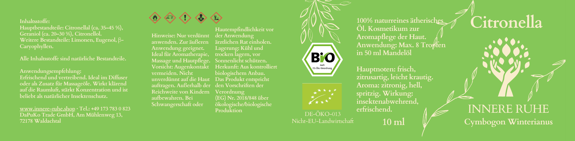 Citronellaöl BIO Etikett