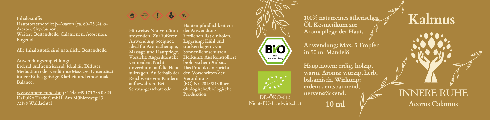 Kalmusöl BIO Etikett