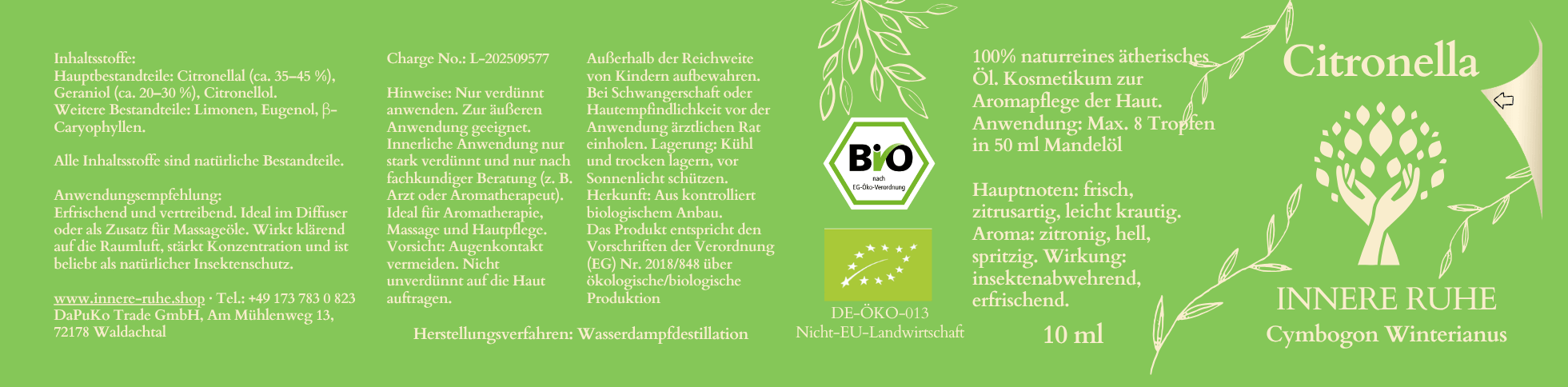 Citronella Öl Etikett