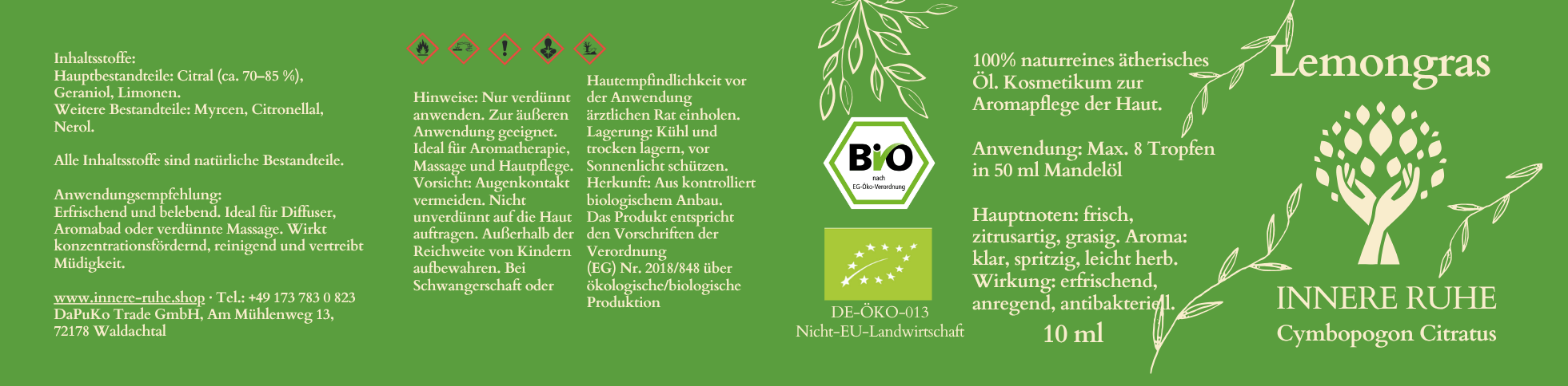 Lemongrasöl BIO Etikett