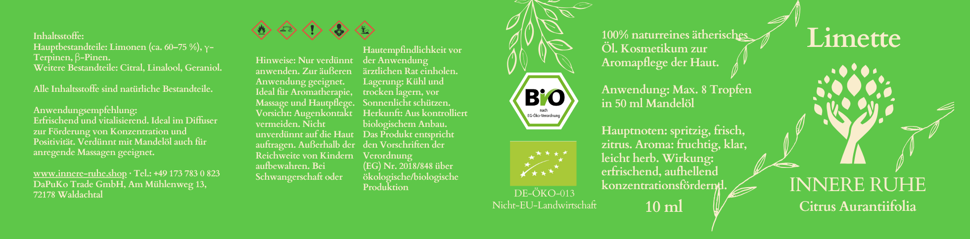 Limettenöl BIO Etikett