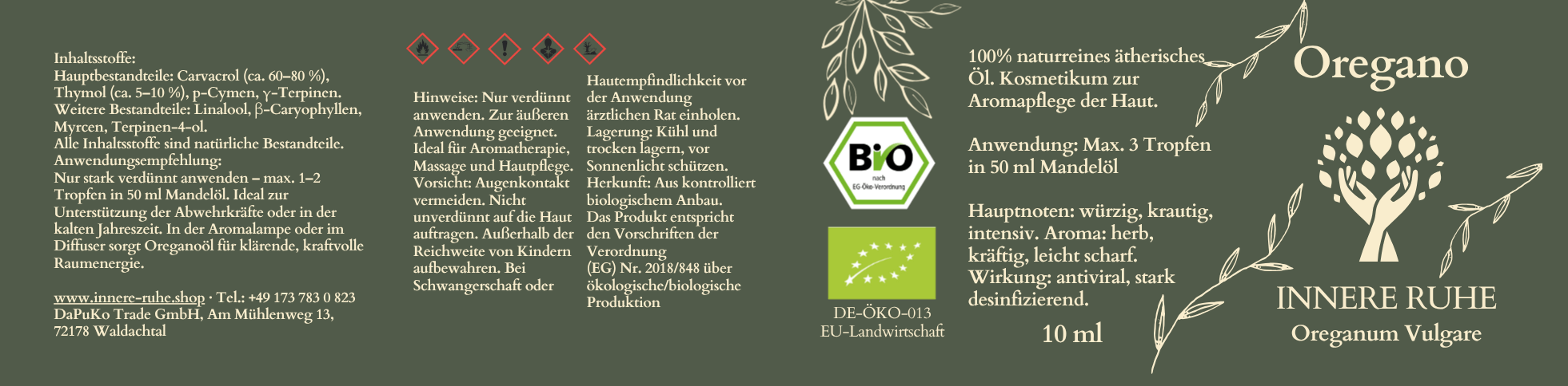Oreganoöl Bio Etickett