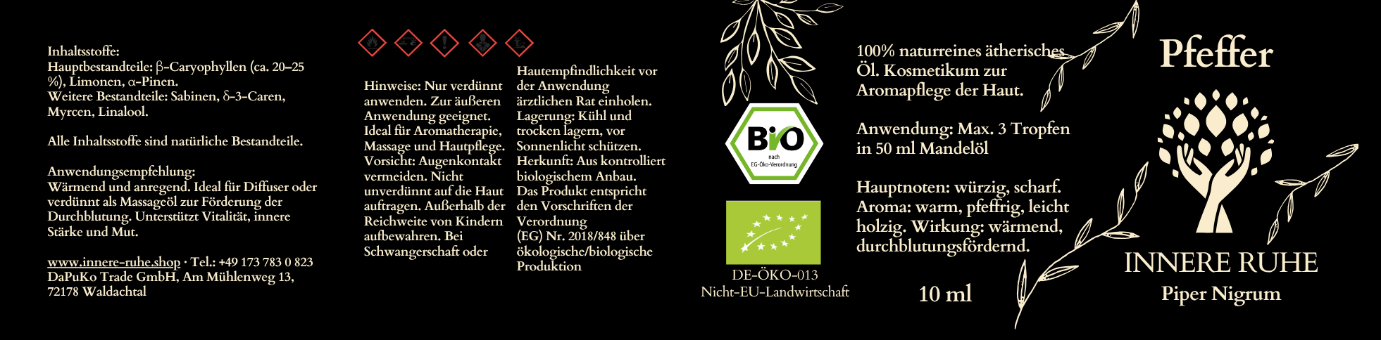 Pfefferöl BIO Etikett