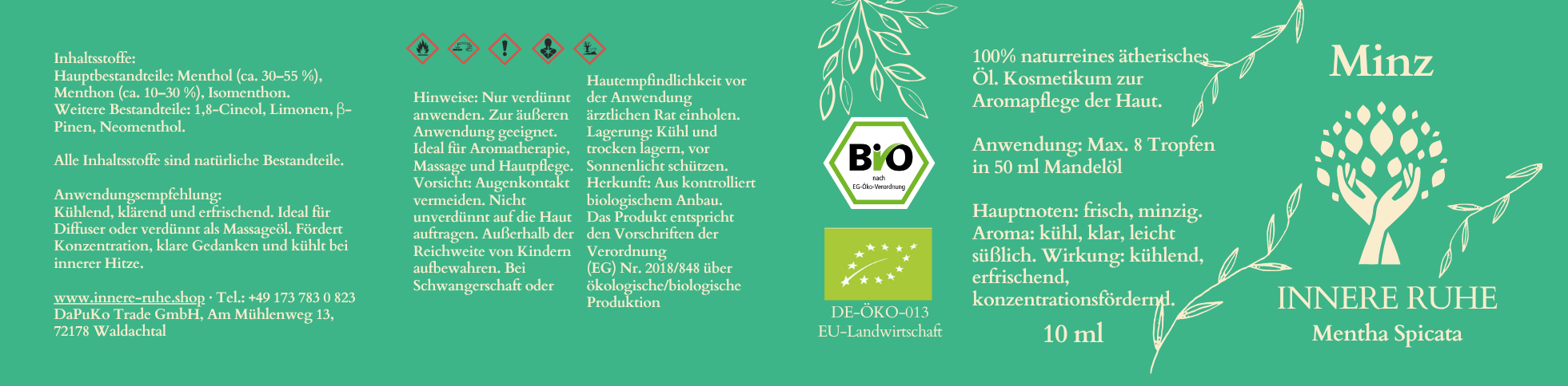 Minzöl BIO Etikett