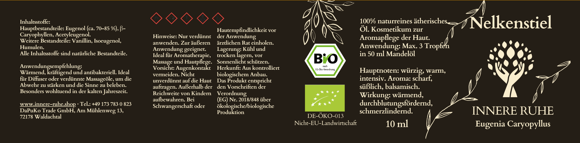 Nelkenstielöl Bio Etikett