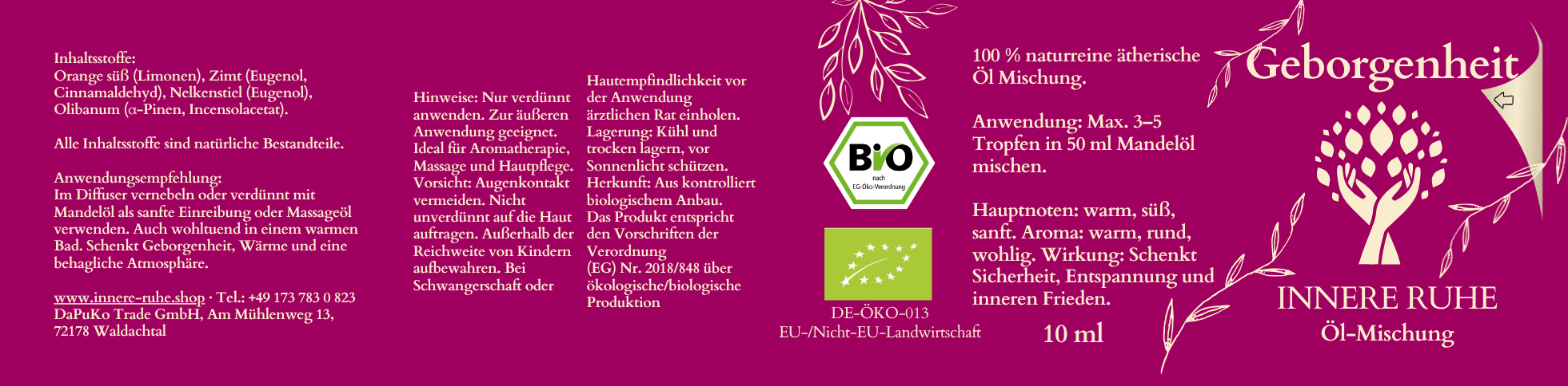 Geborgenheit Etikett