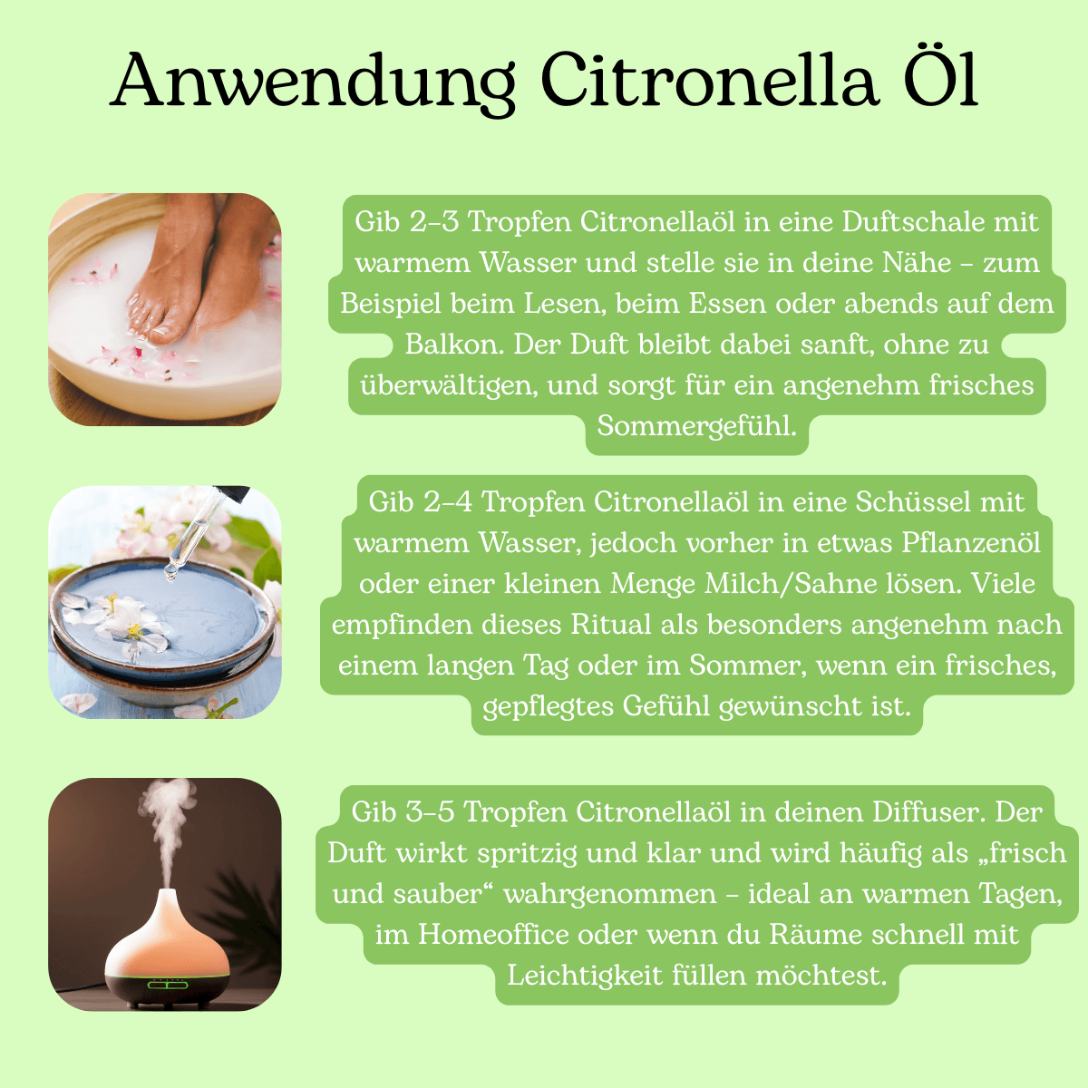 Anwendung Citronella Öl