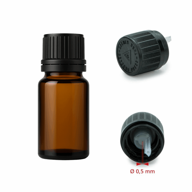 Braunglas Tropfflasche mit Verschluss und Tropfeinsatz 10 ml