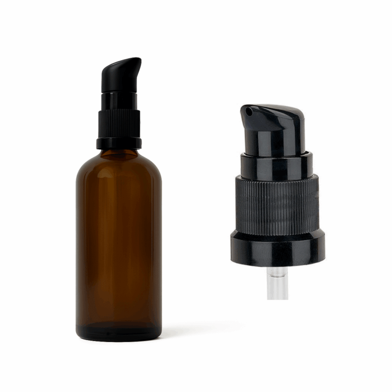Braunglas Flasche mit Pump Dispenser Einsatz | Perfekt für DIY Massageöle | 100 ml | Innere Ruhe